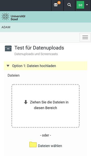 Screenshot der ADAM Benutzeroberfläche auf Android