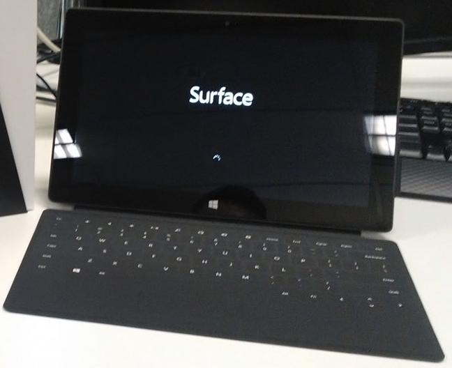 A black computer screen with the word surface on it