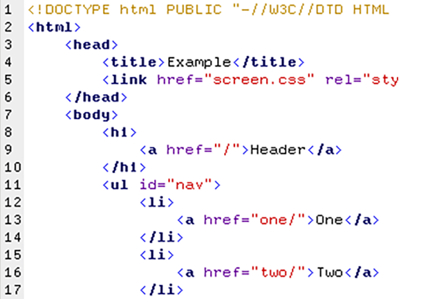 Image showing a HTML source code