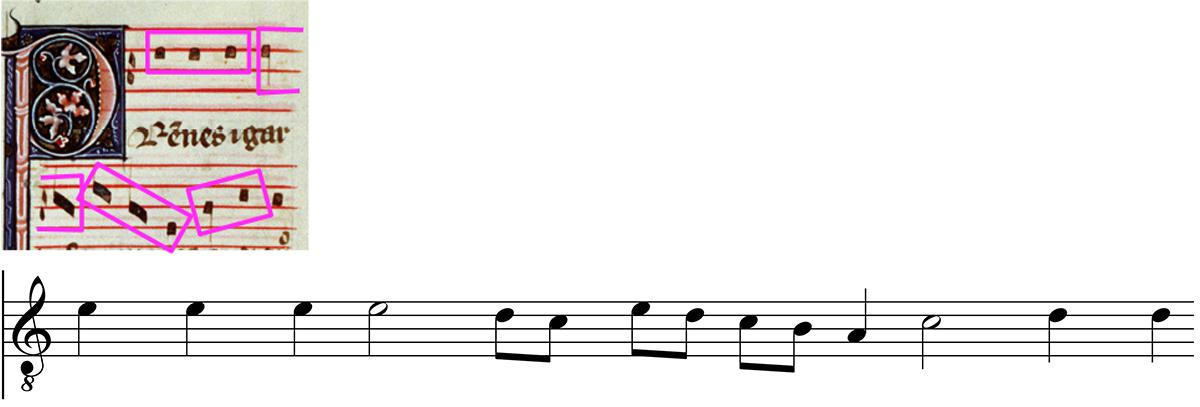Motetus and transcription of the motet S'on me Regarde
