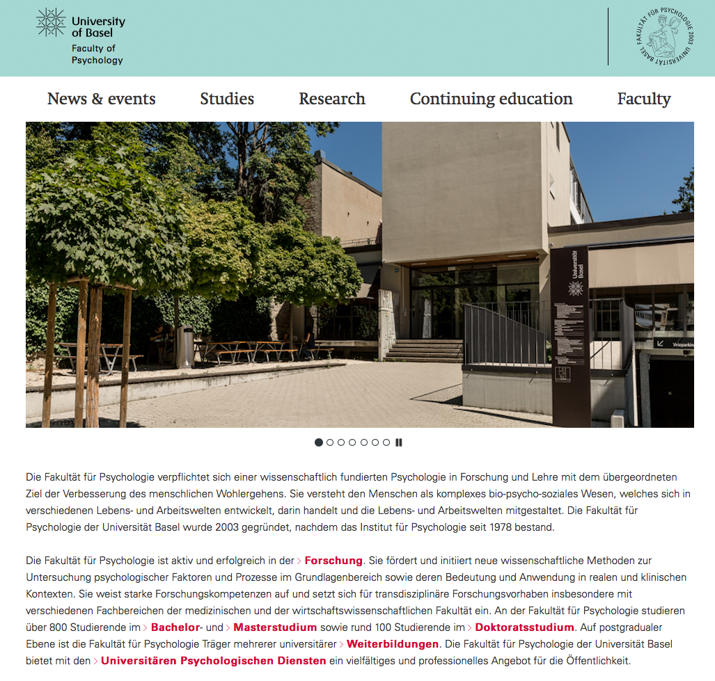 Website of the Faculty of Psychology