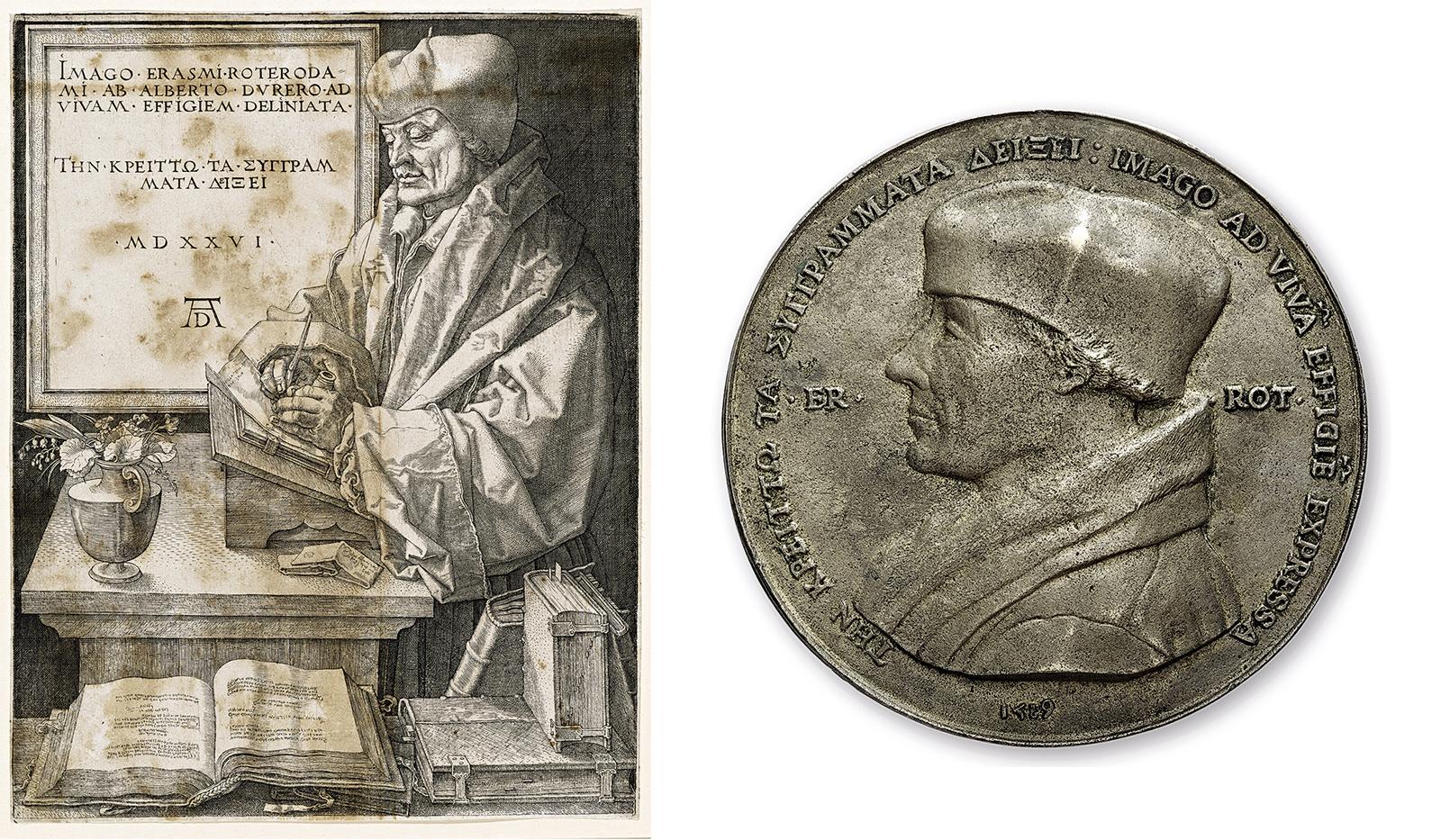 Kupferstich von Erasmus von Rotterdam, Medaille von Quentin Massys