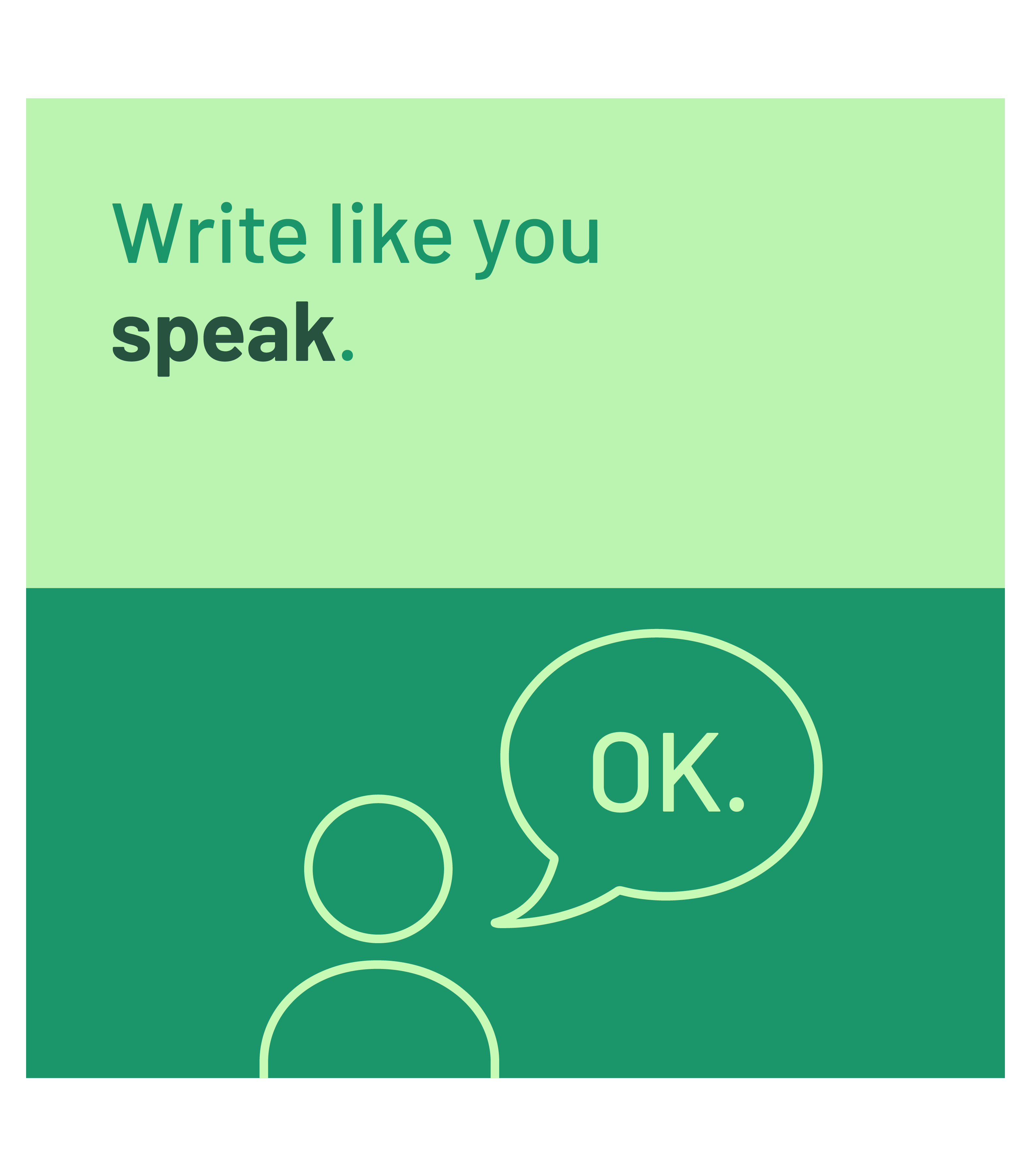Text and graphic of Write like you speak